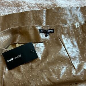 Fashion Nova Croc Embossed Brown Skirt